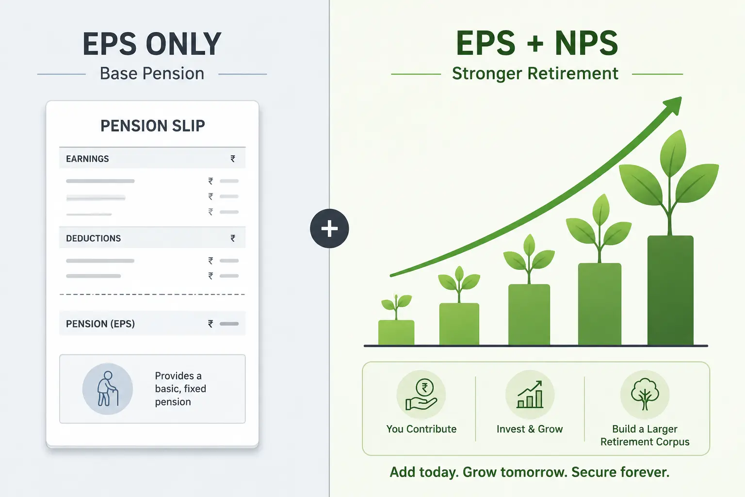 PSU employee comparing EPS pension slip with NPS growth chart