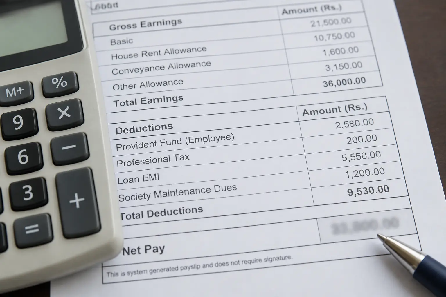 Salary slip showing multiple loan EMI and statutory deductions for a PSU employee