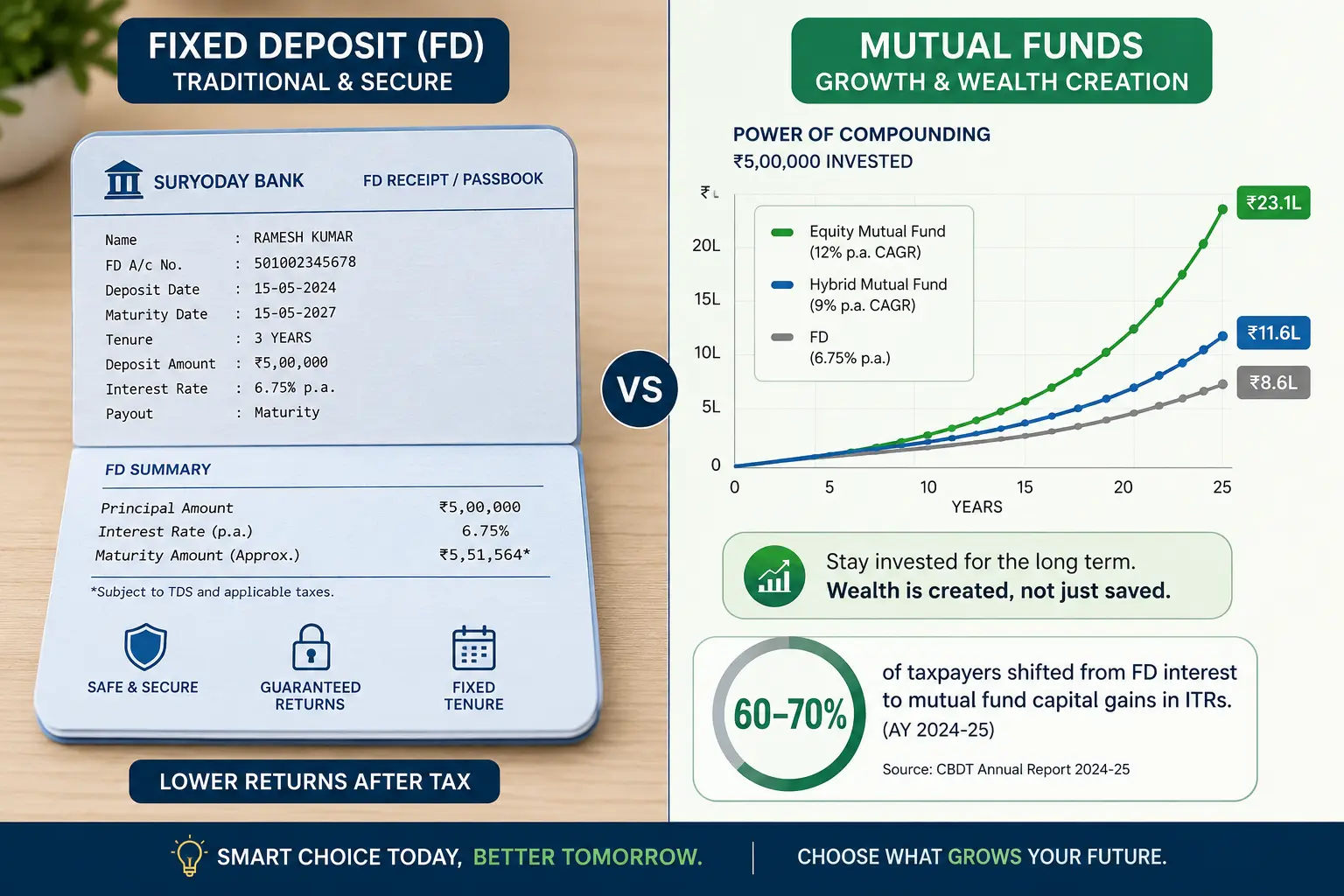 FD to mutual fund shift chart for PSU employees